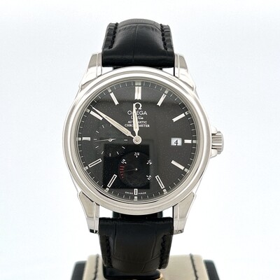 Omega De Ville Co-Axial
Power Reserve 39MM Steel Watch | Black Leather Strap | Perfect Condition