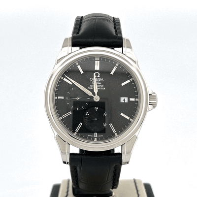 Omega De Ville Co-Axial
Power Reserve 39MM Steel Watch | Black Leather Strap | Perfect Condition