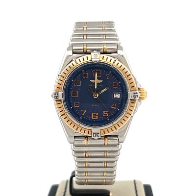 Breitling Wings Lady
31 MM Blue Dial Yellow Gold/steel Quartz B&amp;P