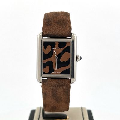 Cartier Tank Solo Leopard Print Dial Steel Quartz B&amp;P