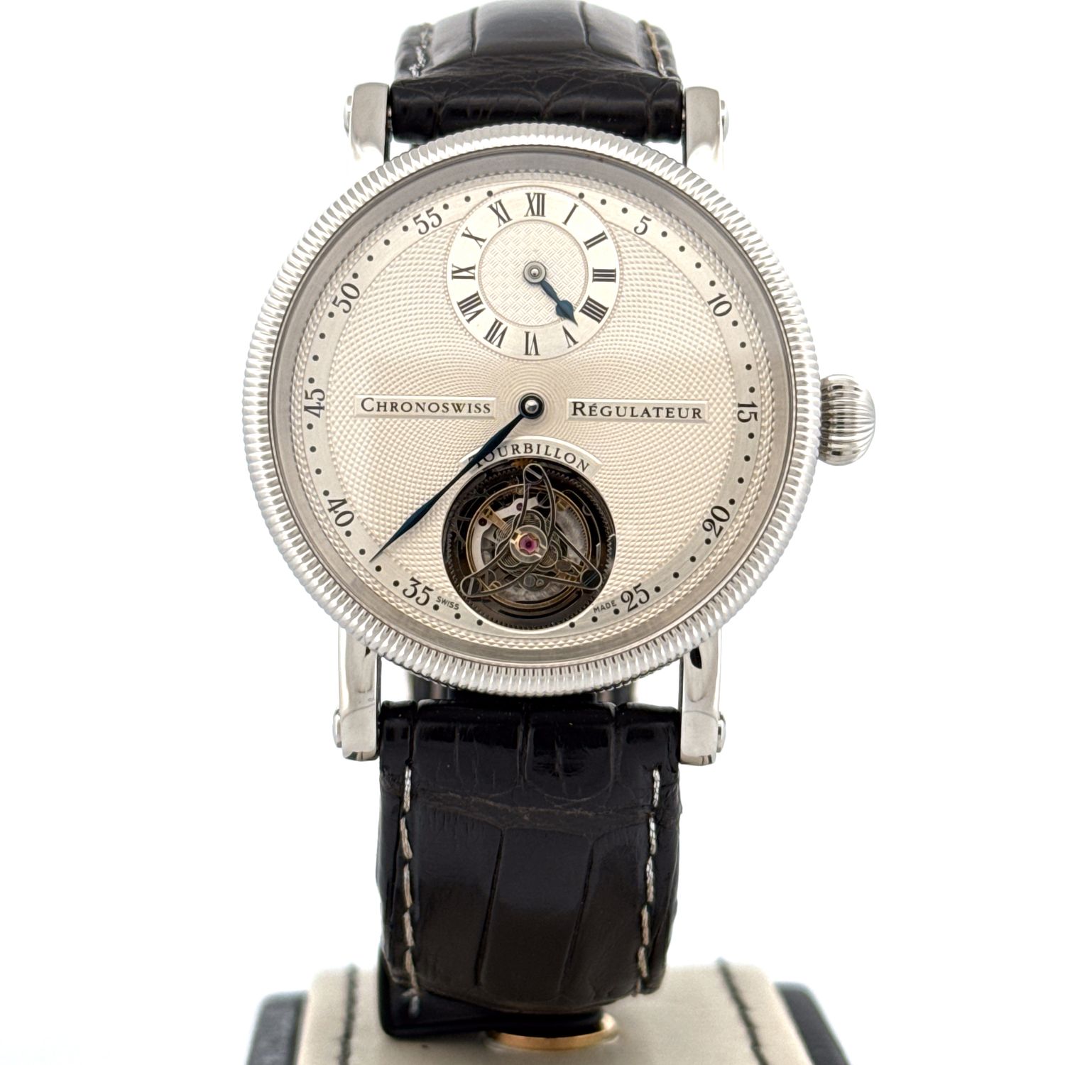 Chronoswiss Régulateur  Tourbillon Regulateur steel 38mm Silver Dial Perfect Condition Full set 2004
