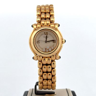 Chopard Happy Sport  Diamonds 26MM | 18K Yellow Gold | Floating Diamonds | Never Polished