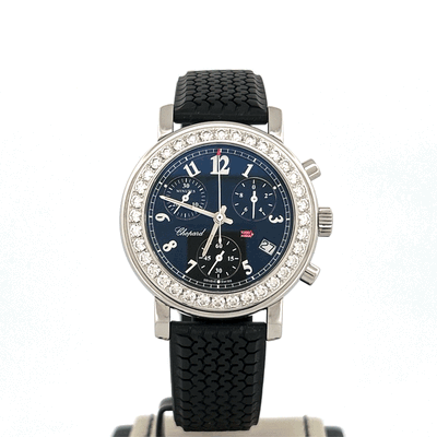Chopard Mille Miglia 33MM Factory Diamonds Set Watch | 18kt White Gold | Black Rubber | B&amp;P2011