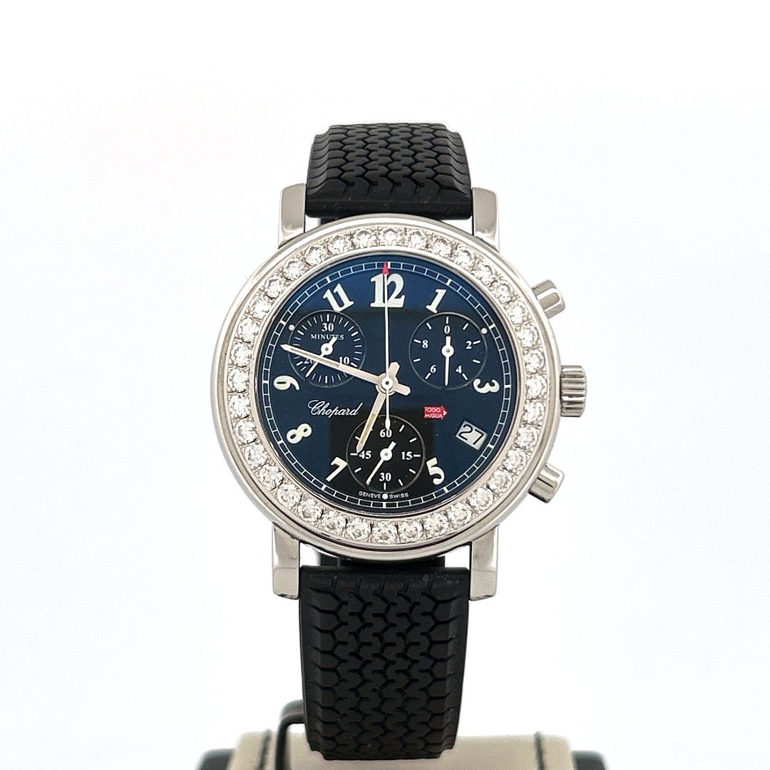 Chopard Mille Miglia 33MM Factory Diamonds Set Watch | 18kt White Gold | Black Rubber | B&amp;P2011