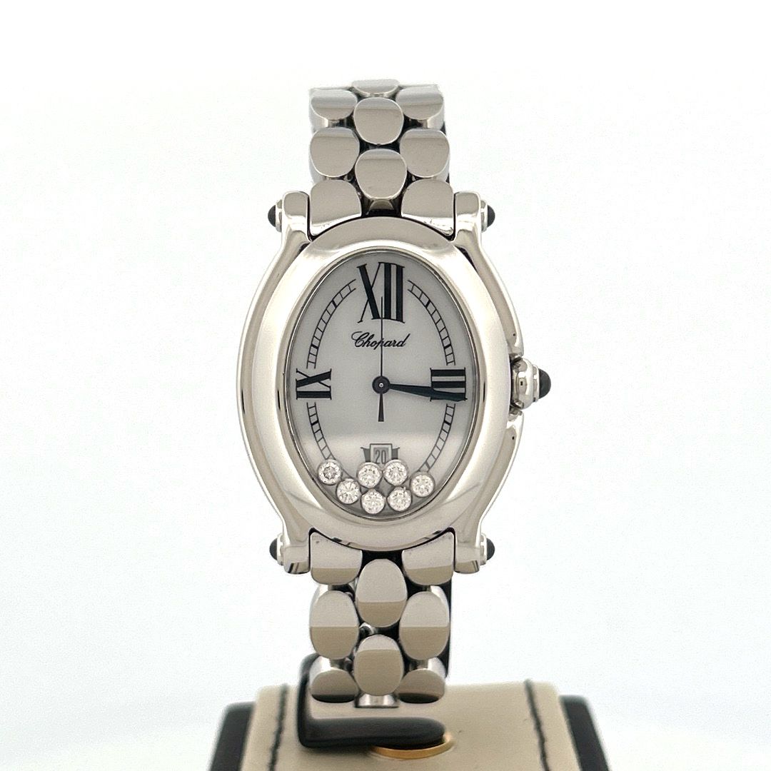 Chopard Happy Sport Oval 7 Floating Diamonds 30MM Steel Watch | White Dial | Full Set | B&amp;P 2005