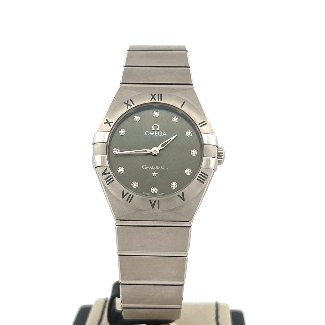 Omega Constellation Quartz 28 MM Steel Green Diamond Dial Beautiful Condition B&amp;P 2022
