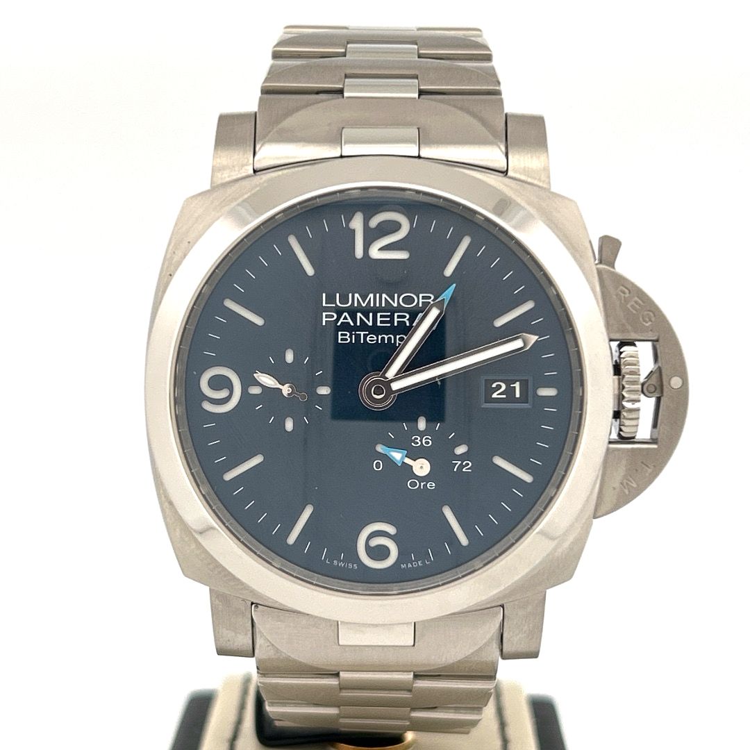 Panerai Luminor 1950 Bitempo 1950 GMT 44MM Steel Watch B&amp;P2023 + Extra Steel Bracelet