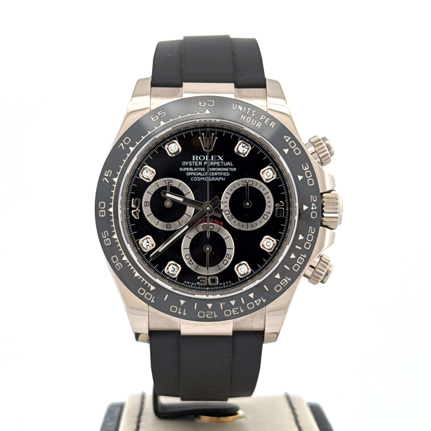 Rolex Daytona Chronograph 18KT White Gold | Ceramic | Black Diamond Dial | B&amp;P2020