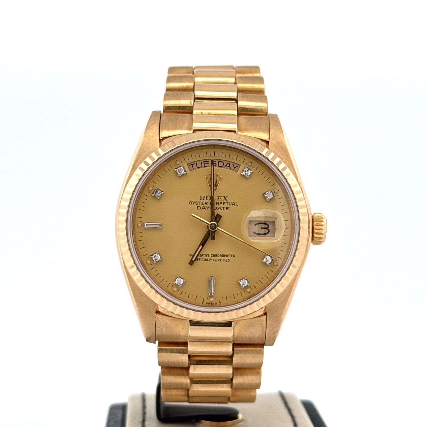 Rolex Day-Date 36 36MM | 18k Yellow Gold | Champagne Diamond Dial | B&amp;P 1990