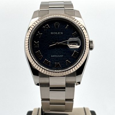 Rolex Datejust 36 36MM Steel / 18KT White Gold Bezel | Computer Blue Roman Dial | B&amp;P2006