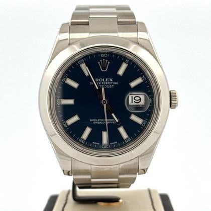 Rolex Datejust II 41MM Steel Watch | Blue Stick Dial | B&amp;P2015 | MINT Used (Very good) | Year of production 2015 | Original box | Original papers