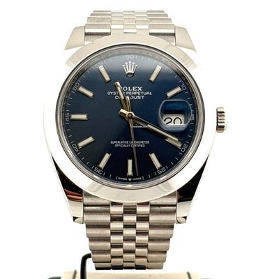 Rolex Datejust 41 41MM Steel Blue Stick Dial | Jubilee Bracelet | B&amp;P2020 Used (Very good) | Year of production 2020 | Original box | Original papers