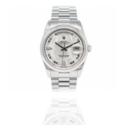 Rolex Day-Date 36 36MM Platinum Watch | Meteorite Diamond Dial | Box Only | MINT Used (Very good) | Original box | No original papers