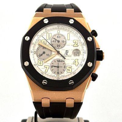 Audemars Piguet Royal Oak Offshore Chronograph 18k Rose Gold/Rubber | 42MM | White Dial | B&amp;P2005 Used (Very good) | Year of production 2005 | Original box | Original papers