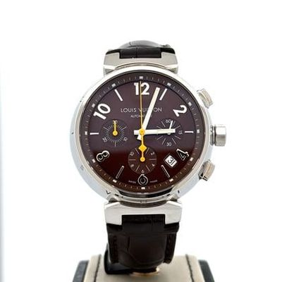 Louis Vuitton Tambour 28MM Steel Brown Dial Brown Strap Chronograph Only Box 2010 Used (Very good) | Year of production 2010 | Original box | No original papers