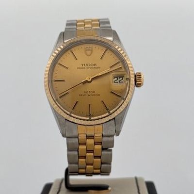 Tudor Prince Oysterdate 34MM Steel Yellow Gold | Gold Stick Dial Used (Very good) | Original box | No original papers