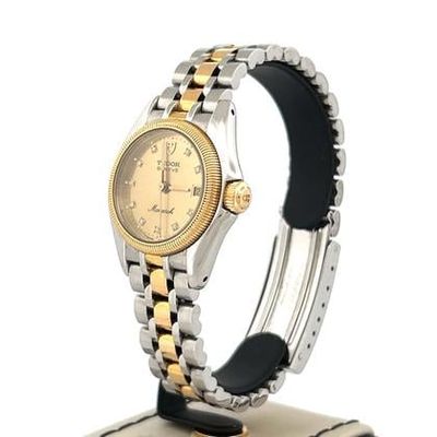Tudor Monarch 27 MM 18K Yellow Gold Steel Gold Diamond Dial Used (Very good) | No original box | No original papers