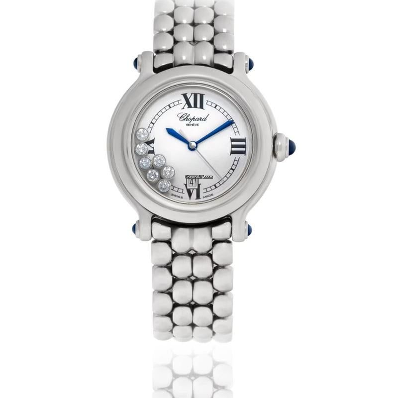 Chopard Happy Sport Floating Diamonds 32MM Steel Watch / White Dial / Box Only Perfect Condition