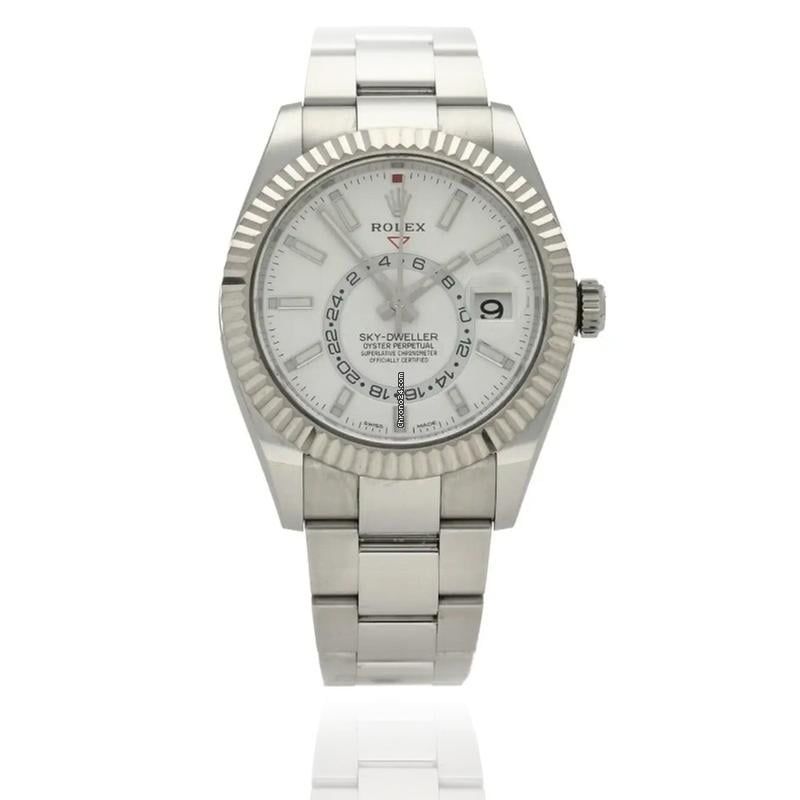 Rolex Sky-Dweller 42MM Steel 18K White Gold Bezel / White Dial / B&amp;P2020 / MINT Condition Used (Very good) | Year of production 2017 | Original box | Original papers