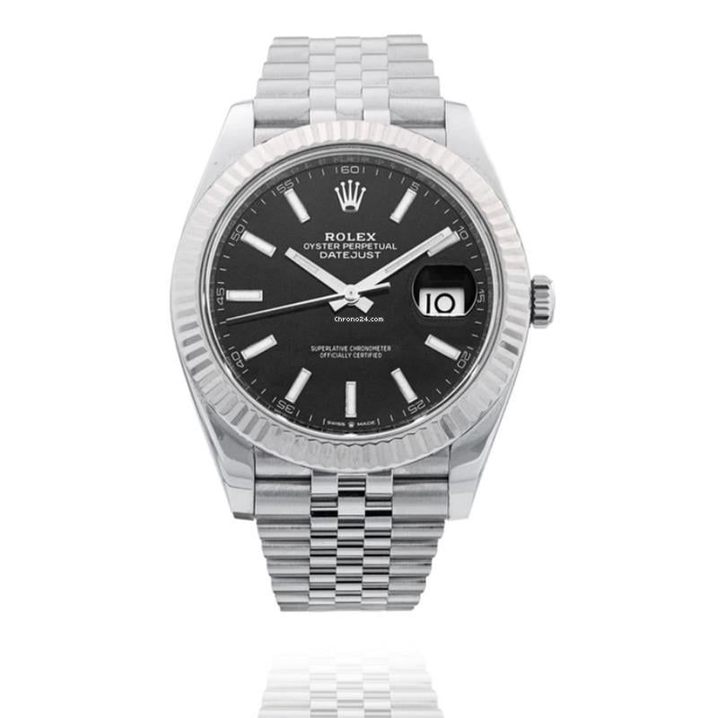 Rolex Datejust 41 41MM Steel WG Bezel | Black Stick Dial | Jubilee Bracelet | B&amp;P2019 - MINT Used (Very good) | Year of production 2019 | Original box | Original papers