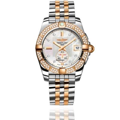 Breitling Galactic 36 36MM 18K Rose Gold / Steel / Factory Diamond Bezel / Mother of Pearl Diamond Dial Box and Papers 2014 / Like NEW Used (Very good) | Year of production 2014 | Original box | Origi