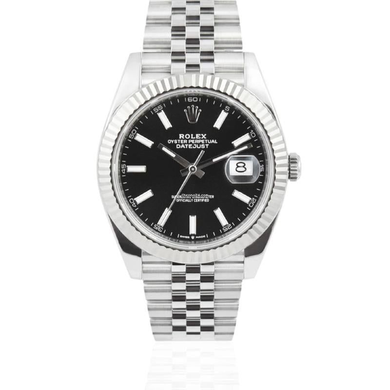 Rolex Datejust 41 41MM Steel White Gold Bezel | Black Dial | Jubilee Bracelet | B&amp;P2023 Used (Very good) | Year of production 2023 | Original box | Original papers