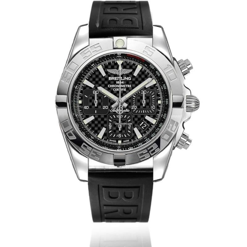 Breitling Chronomat 44 44MM Chronograph Steel Watch | Carbon Fibre Dial [rare] | B&amp;P2019 MINT Used (Very good) | Year of production 2019 | Original box | Original papers