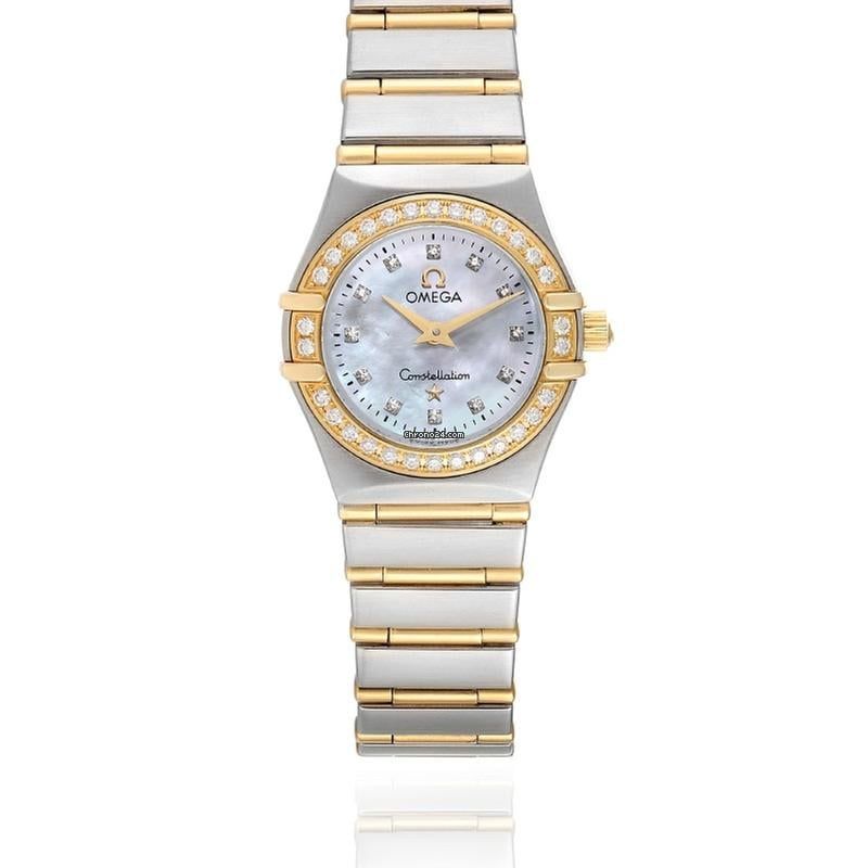 Omega Constellation Ladies Mini | Factory Diamond Set Bezel | 23MM Yellow Gold Steel Ladies Watch Mother of Pearl Diamond Dial | Box Only