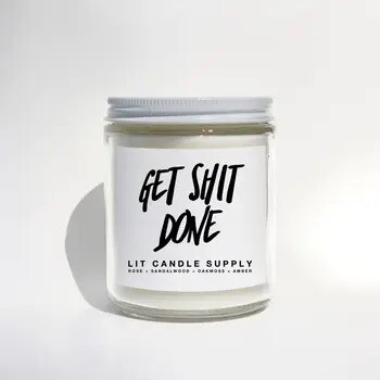 GET SHIT DONE CLEAR GLASS JAR CANDLE