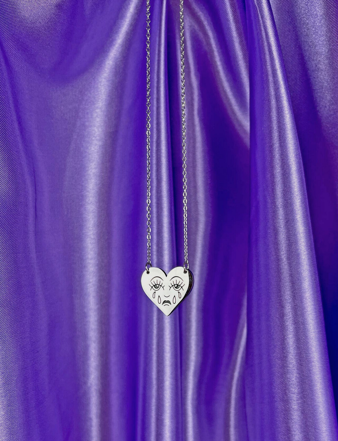 Crying Heart Necklace (Silver)