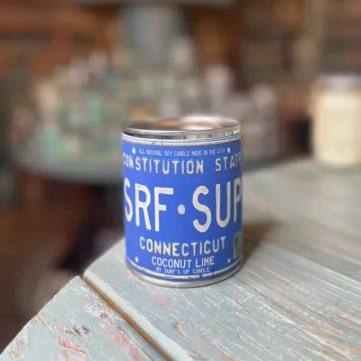 Connecticut License Plate Paint Can Candle