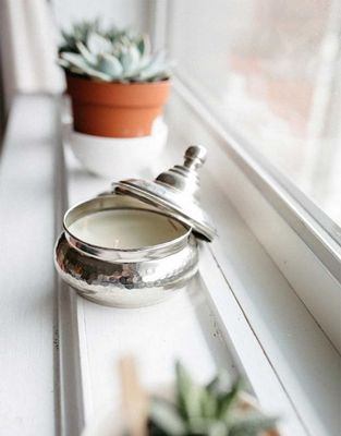 Bougie &quot;Sucrière&quot; en cuivre martelé
