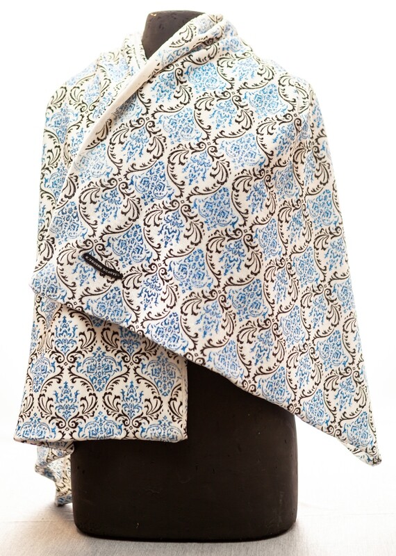 Holiday white and blue scarf