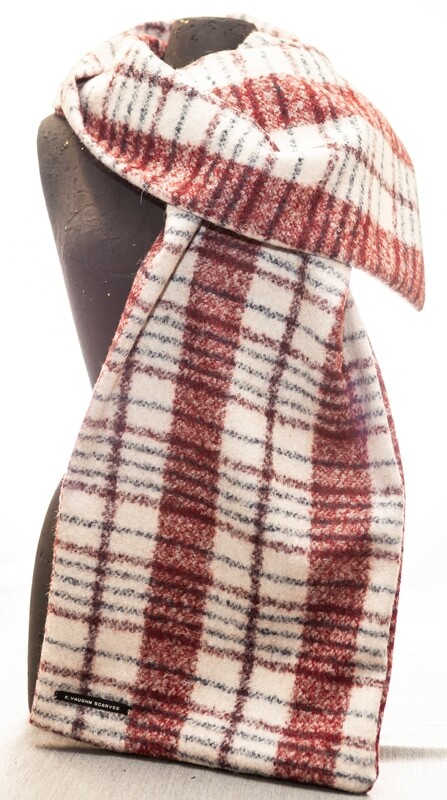 Burgundy and White Wool scarf