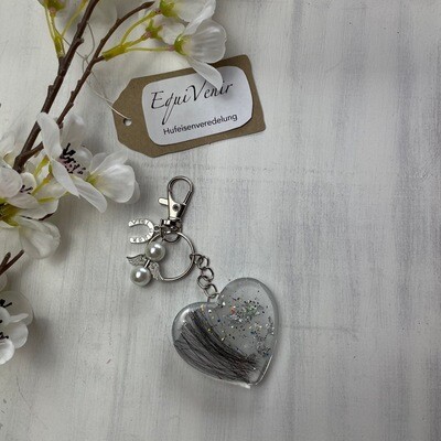 Tierfell Schlüsselanhänger Herz mit Perle