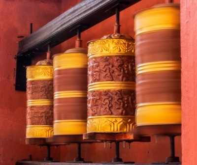 Tibetan Prayer Wheel - Mani 10&quot; (With  Color )