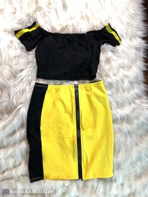 Mesh Top with Yellow Skirt