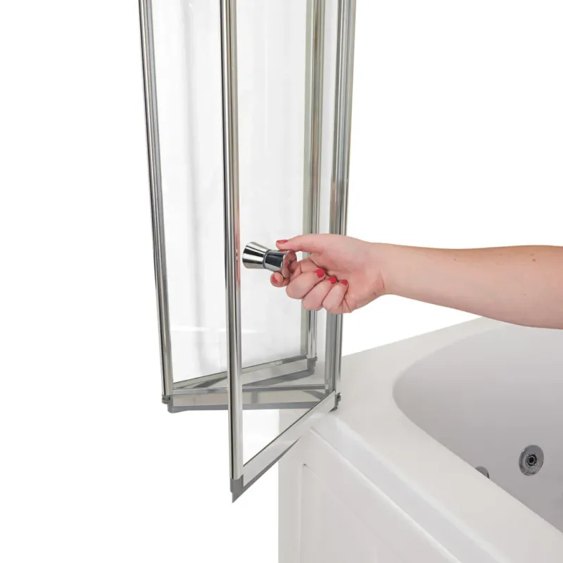 4-Fold Tempered Glass Shower Screen Bath Screen for Walk-In Tubs