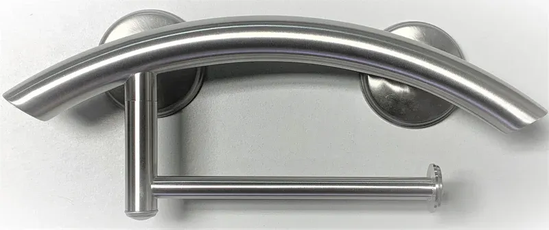 3-in-1 Arched Grab Bar/Towel Bar/Toilet Paper Holder with EZ Clean Rubber Nubby Grips