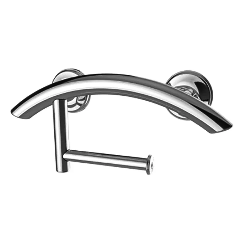 3-in-1 Arched Grab Bar/Towel Bar/Toilet Paper Holder with EZ Clean Rubber Nubby Grips