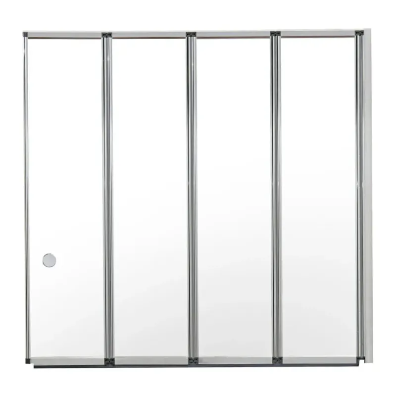 4-Fold Tempered Glass Shower Screen Bath Screen for Walk-In Tubs