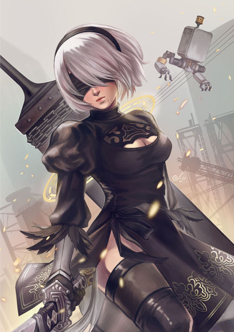 Nier Automata Print - 2B &amp; 9S