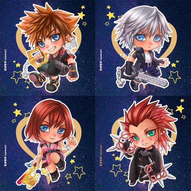 Kingdom Hearts keychain charm - Sora Riku Kairi Axel