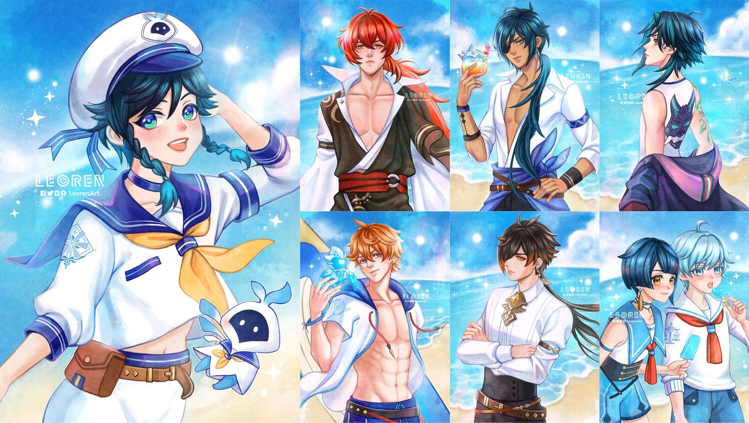 Genshin Impact - Summer &amp; Windblume - art print / poster