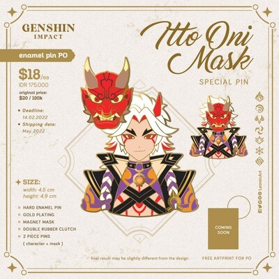 Genshin Impact - Hard Enamel Pin - Itto Oni Mask