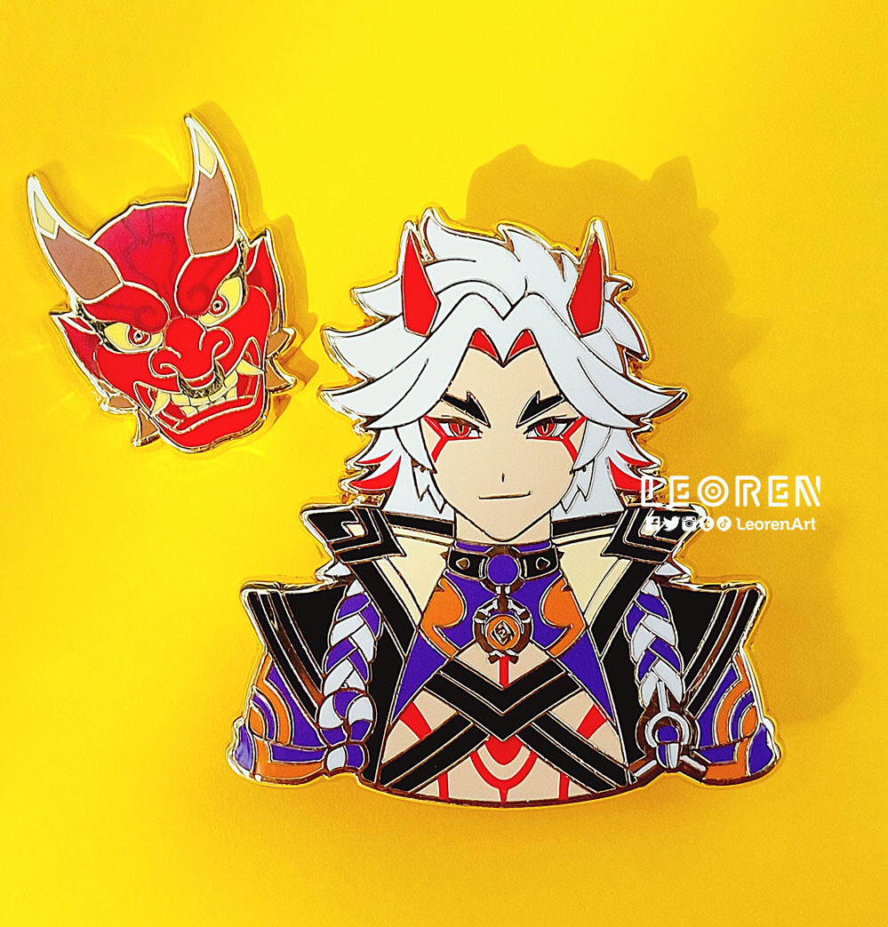 Genshin Impact - Hard Enamel Pin - Itto Oni Mask