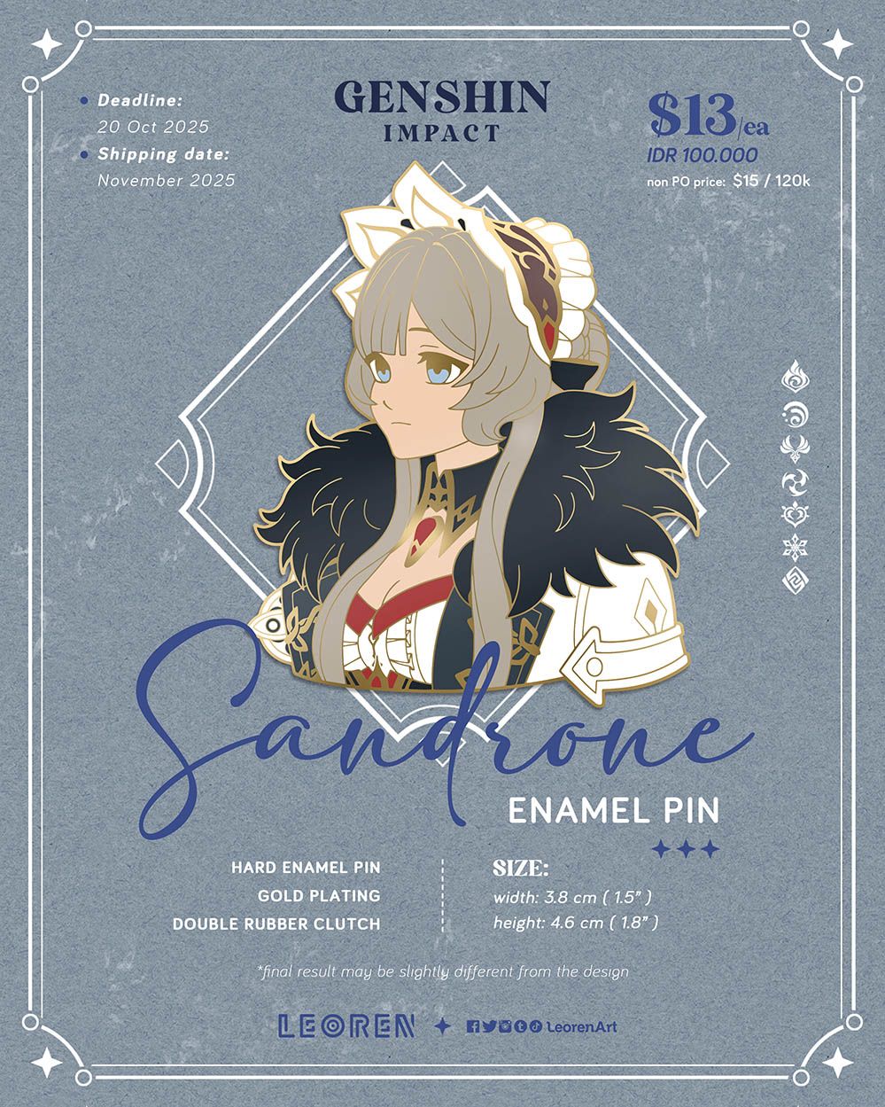 Genshin Impact - Fatui Harbingers - Sandrone - Hard Enamel Pin