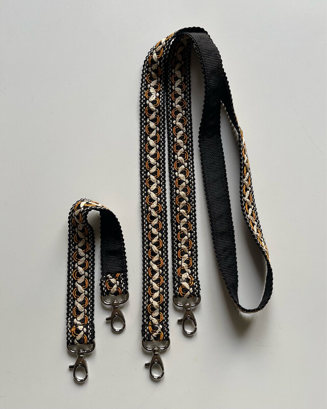 モロッコの刺繍ブレードを使ったストラップ (ロング、ショート２本セット)