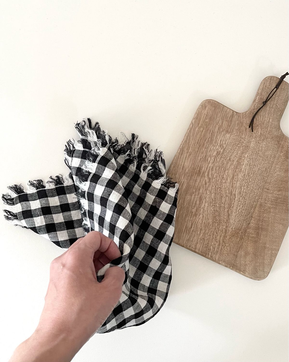Washed Linen Serviette Frangé Check 45 x 45cm