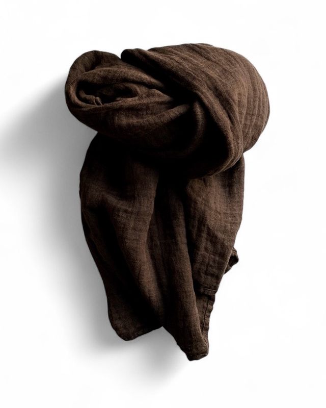 Washed Linen Stole Unisex 180x60cm / Marron foncé
